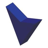 Blue cursor arrow icon, isometric style vector