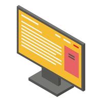 Computer monitor icon, isometric style vector