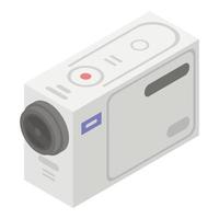 White action camera icon, isometric style vector