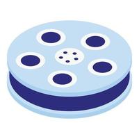 Film reel icon, isometric style vector