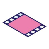 Pink film icon, isometric style