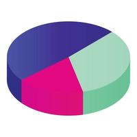 Pie chart icon, isometric style vector