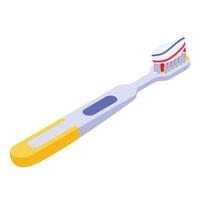 Toothbrush with toothpaste icon, isometric style vector