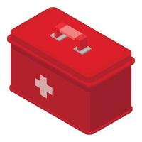 First aid kit box icon, isometric style vector