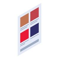 Menu web page icon, isometric style vector