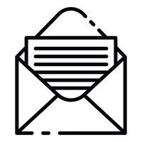 Open envelope icon, outline style vector