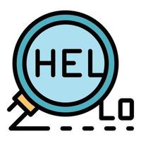 Hello and magnifier icon color outline vector