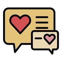 Heart in chat bubbles icon color outline vector