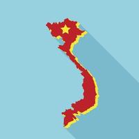 Vietnam teritory map icon, flat style vector
