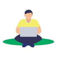Student laptop studying icon, flat style vector