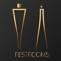 Toilet Signs in gold lines, vector gold icons, bathroom symbols