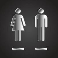 Toilet sign in Silver, vector icons, bathroom symbol, wc