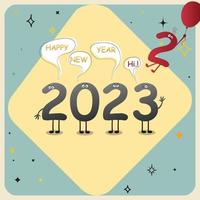 tarjeta de felicitación de año nuevo, 2023, vector profesional