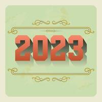 Tarjeta de felicitación de año nuevo 2023, tarjeta verde, vector profesional