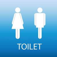 Toilet Sign in simple white color, blue background, vector pro