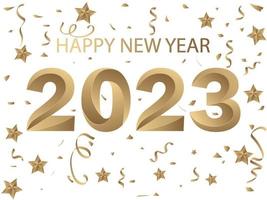 2023 Gold text, happy new year, vector art