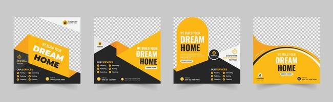 Construction social media post banner, Plumber Service Social Media web banner, home repair social media post design, renovation Handyman home repair banner vector