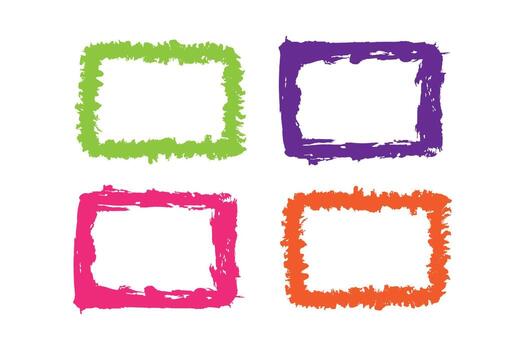 Grungy frame shape, multicolored brush stroke frame shape, dirty ink strokes, vector