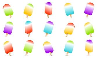 Ice cream on white background. Colorful fruity ice lollies in two different flavor vector