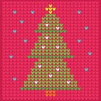 Knitting illustration with Christmas and New Year tree. Geometrical Vector Cross stitch.  Scheme of knitting and embroidery.
