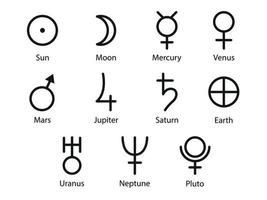 Vector  Symbol of Planets. Solar system for astrology, astronomy.