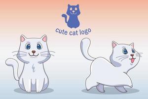 lindo bebé blanco gatito personaje caricatura estilo plano, bosque, diseño de impresión, ilustraciones vectoriales vector