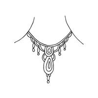 Vector drawing of a black line on a white background. Women's jewelry, necklace. Holiday gifts for girls