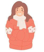 woman freezing  shivering vector