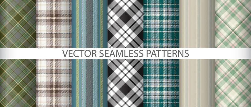 establecer control de tartán textil. fondo vectorial a cuadros. patrón de textura transparente de tela. vector