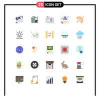 paquete de 25 signos y símbolos de colores planos modernos para medios de impresión web, como elementos de diseño de vectores editables de educación de cajas de basura de impresión de productos