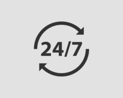 24 7 icon vector. 24 hour service clock. vector