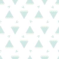 Vector seamless abstract pattern. Regular repeating geometric shapes. Triangles with zigzags and parallel wavy lines.