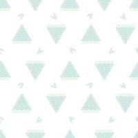 Vector seamless abstract pattern. Regular repeating geometric shapes. Triangles with zigzags and parallel wavy lines.