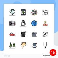 Modern Set of 16 Flat Color Filled Lines and symbols such as diamond medicine seo package medical biology Editable Creative Vector Design Elements