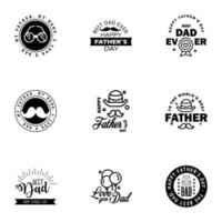 9 Black Happy Fathers Day Design Collection A set of twelve brown colored vintage style Fathers Day Designs on light background Editable Vector Design Elements