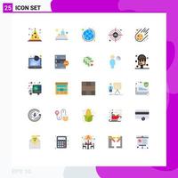 Set of 25 Modern UI Icons Symbols Signs for meteorite users spa target strategy Editable Vector Design Elements