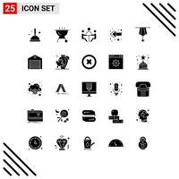 conjunto moderno de 25 glifos y símbolos sólidos, como la insignia de la conferencia de decoración de medallas, elementos de diseño vectorial editables vector