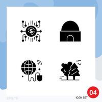 Universal Icon Symbols Group of 4 Modern Solid Glyphs of crowdfund real estate crowdselling historical building iot Editable Vector Design Elements