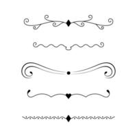 Set of decorative dividers, borders, lines. Vector elements for text decor