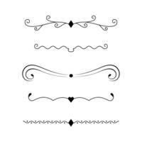 Set of decorative dividers, borders, lines. Vector elements for text decor