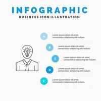 Man Idea Success Light Growth Line icon with 5 steps presentation infographics Background vector