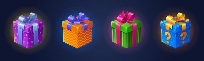 Gift boxes, present packages with ribbon vector