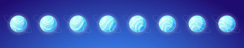 Set of planet rotation isolated on background vector