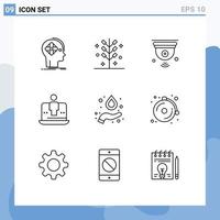 Mobile Interface Outline Set of 9 Pictograms of laptop computer firework wifi internet of things Editable Vector Design Elements