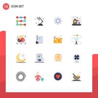 Pack of 16 Modern Flat Colors Signs and Symbols for Web Print Media such as design care basic investment asset Editable Pack of Creative Vector Design Elements