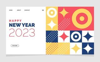 Plantilla de diseño de banner de sitio web de feliz año nuevo 2023 vector