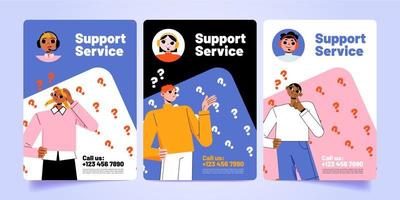 Customer support service posters, call center help