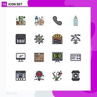 Set of 16 Modern UI Icons Symbols Signs for multimedia cinema incoming milk child Editable Creative Vector Design Elements