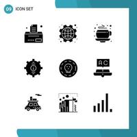 Set of 9 Modern UI Icons Symbols Signs for dollar support coffee service customer Editable Vector Design Elements