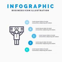 Fan Sport Support Supporter Line icon with 5 steps presentation infographics Background vector